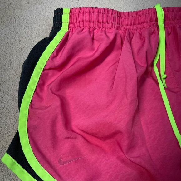 Nike Dri Fit Hot Pink and lime green Stripe Running Shorts Size M - Picture 2 of 4